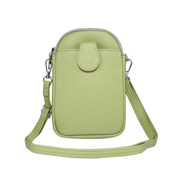 NNEDSZ Litchi Texture Phone Crossbody Bag Leather Case For 5.5 Inch - 7.2 Inch Phones - Green