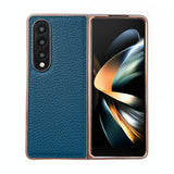 NNEDSZ Star Series Nano Electroplating Pu Case For Samsung Galaxy Z Fold 4 - Blue
