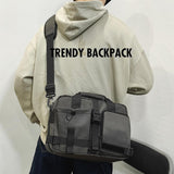 NNEDSZ Large Capacity Men Shoulder Messenger Bag Fits Laptops Multi Functional - Grey