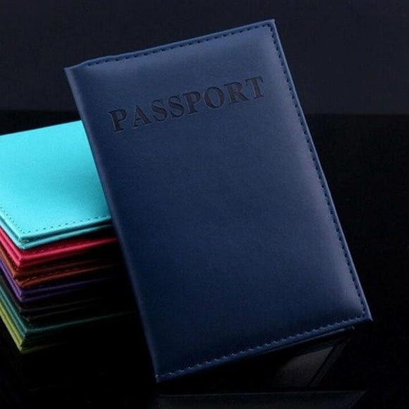 NNEDSZ Travel Passport Cover Faux Leather Holder - Deep Blue