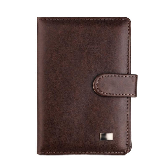 NNEDSZ Passport & Card Holder With Buckle Clip Pu Protection - Brown