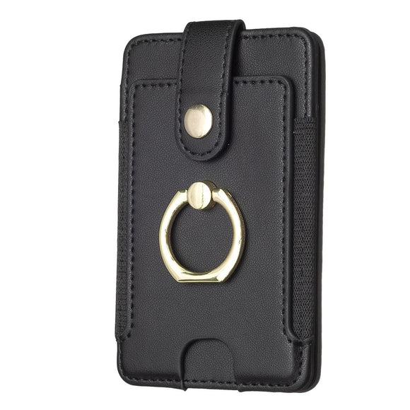 NNEDSZ Metal Ring Card Bag Sticker For Mobile Phones - Black