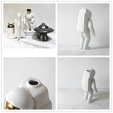 NNEDSZ Spacewalker Ceramic Vase with Dried Flowers - Tabletop Decor Tool - Silver