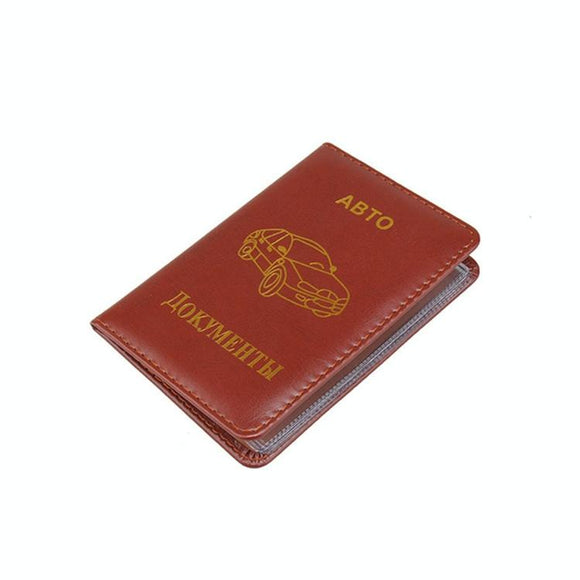 NNEDSZ Russian Driver License Holder Genuine Leather Case - Brown