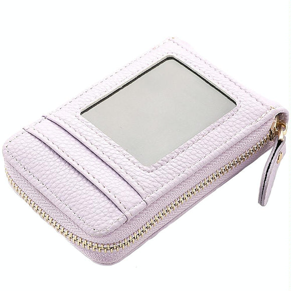 NNEDSZ Multi Slot Short Card Holder With Zipper Coin Purse Pu Leather - Purple