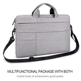 NNEDSZ 14.1-15.4 Inch Portable Laptop Shoulder Bag in Oxford Cloth & Nylon - Hemp Gray