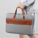 NNEDSZ Stylish Pu Leather Laptop Bag - Briefcase Cover - Grey - 15.6 Inch