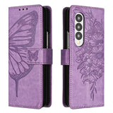 NNEDSZ Butterfly Embossed Leather Phone Case - Dark Purple