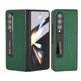 NNEDSZ Premium Leather Phone Case With Holder For Samsung Galaxy Z Fold 4 / 5G - Luxury Design - Royal Blue