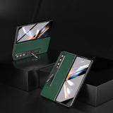 NNEDSZ Premium Leather Phone Case With Holder For Samsung Galaxy Z Fold 4 / 5G - Luxury Design - Royal Blue