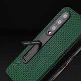 NNEDSZ Premium Leather Phone Case With Holder For Samsung Galaxy Z Fold 4 / 5G - Luxury Design - Royal Blue