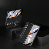 NNEDSZ Premium Leather Phone Case With Holder For Samsung Galaxy Z Fold 4 / 5G - Luxury Design - Royal Blue