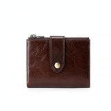 NNEDSZ Leather Rfid Wallet With Dual Zippers