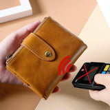 NNEDSZ Leather Rfid Wallet With Dual Zippers