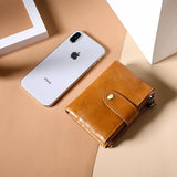 NNEDSZ Leather Rfid Wallet With Dual Zippers