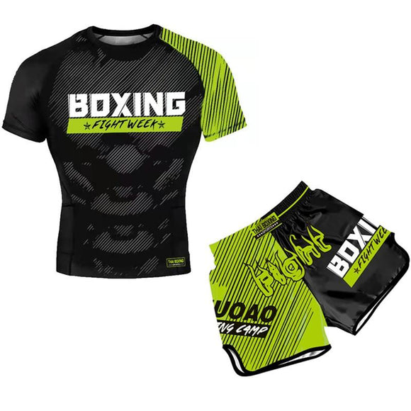 NNEDSZ Kids Boxing Set - Sparring Shorts And Tights - Bright Green - Bright Spot Green - Xl