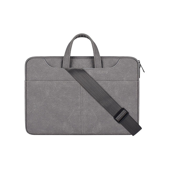 NNEDSZ 15.6 Inch Detachable Shoulder Laptop Bag - Frosted Pu Business - Dark Gray