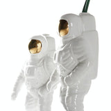 NNEDSZ Salute Astronaut Ceramic Vase - Tabletop Decor with Dried Flowers - Silver