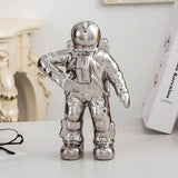 NNEDSZ Salute Astronaut Ceramic Vase - Tabletop Decor with Dried Flowers - Silver