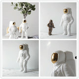 NNEDSZ Salute Astronaut Ceramic Vase - Tabletop Decor with Dried Flowers - Silver