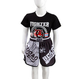 NNEDSZ Kids Boxing Set - Sparring Shorts And Tights - Bright Green - Fiht Red Blue Spliced - Xl