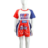 NNEDSZ Kids Boxing Set - Sparring Shorts And Tights - Bright Green - Fiht Red Blue Spliced - Xl