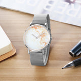 NNEDSZ Stylish Women Quartz Watch With Stainless Steel Band - Round Dial Silver Alloy Case - Wa0730D