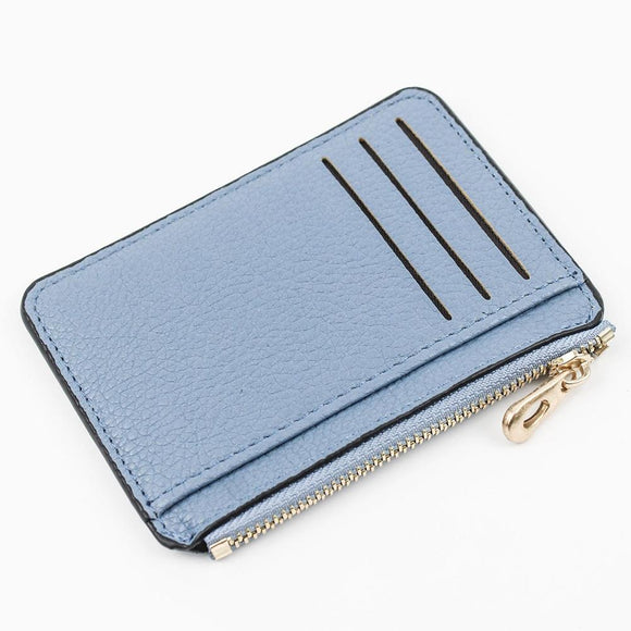 NNEDSZ Multi Slot Zipper Card Holder Large Capacity Ultra Thin Coin Purse - Sky Blue