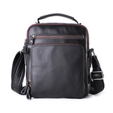 NNEDSZ Men Large Capacity One Shoulder Leather Messenger Bag - Napa Texture Black