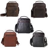 NNEDSZ Men Large Capacity One Shoulder Leather Messenger Bag - Napa Texture Black