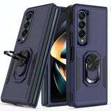 NNEDSZ Galaxy Z Fold 4 Tpu Shockproof Case With Ring - 2 In 1 Design - Dark Blue