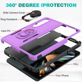 NNEDSZ Galaxy Z Fold 4 Tpu Shockproof Case With Ring - 2 In 1 Design - Dark Blue