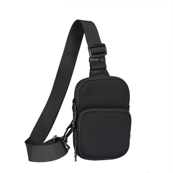 NNEDSZ Universal Nylon Chest Bag For 5.5 Inch -7.2 Inch Phones Fashionable And Functional - Black