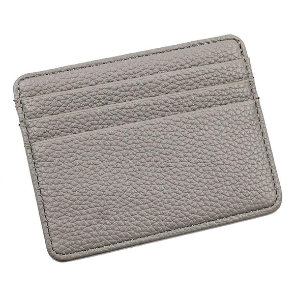 NNEDSZ Lychee Pattern Mini Card Holder Multi Card Slots Ultra Thin Coin Purse - Beige