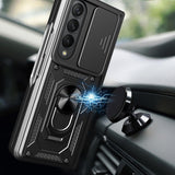 NNEDSZ Samsung Galaxy Z Fold 4 Tpu Pc Case With Sliding Camera Cover - Blue