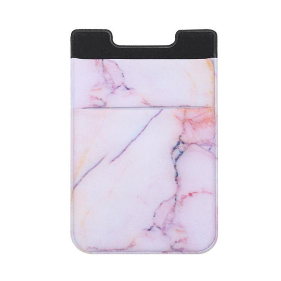 NNEDSZ Marble Road Stretch Phone Card Holder Sticky Clip - Pink