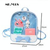 NNEDSZ Mini Clear Kids Backpack with Bow - Perfect for School - Purple
