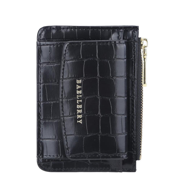 NNEDSZ Multifunctional Crocodile Card Holder With Zipper Small Coin Purse - Black