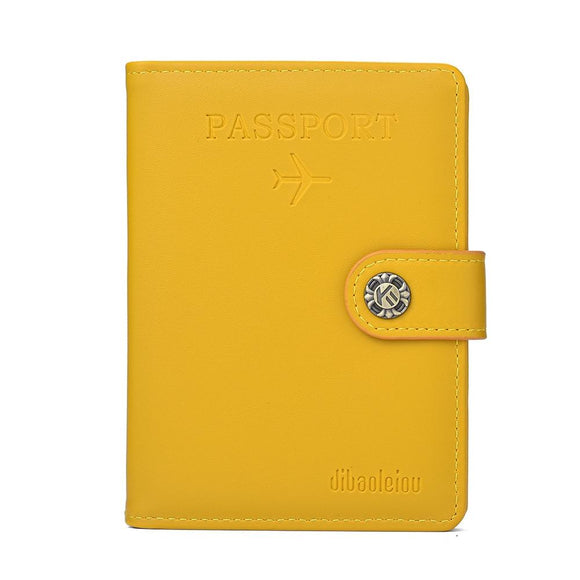 NNEDSZ Multi Functional Passport Case With Buckle Dibaoleiou Pu Leather - Yellow