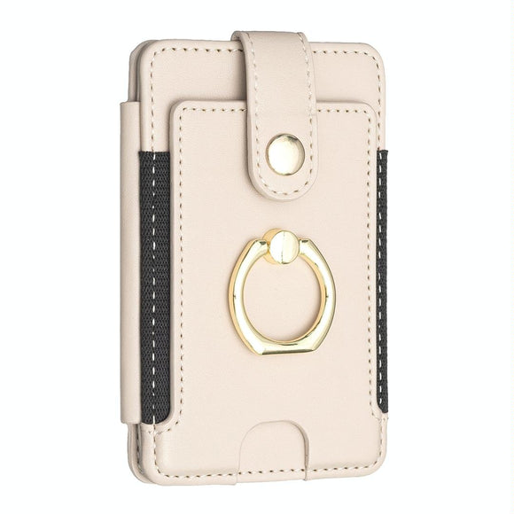 NNEDSZ Metal Ring Card Bag Sticker For Mobile Phones - Beige