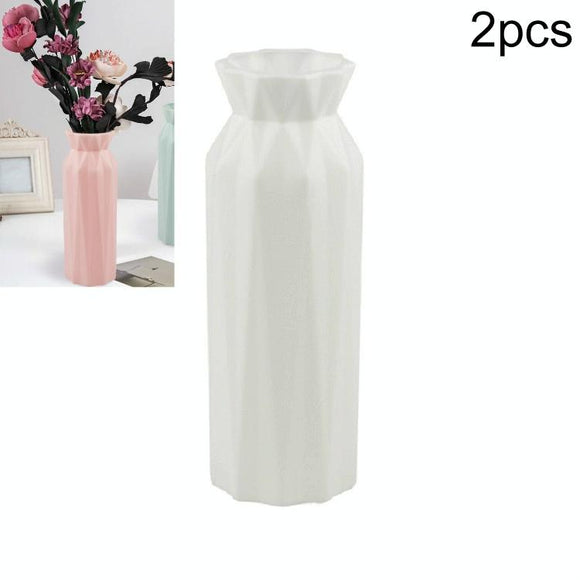 NNEDSZ 2-pack Plastic Round Vases - Simple Anti-fall Home Decor Ornaments - White