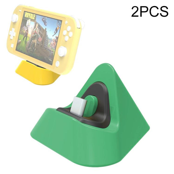 NNEDSZ 2-Pack Portable Triangle Charger For Nintendo Switch / Lite - Dynamic Green
