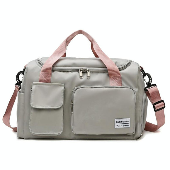 NNEDSZ Waterproof Gym Bag for Travel - Size l - Gray Pink
