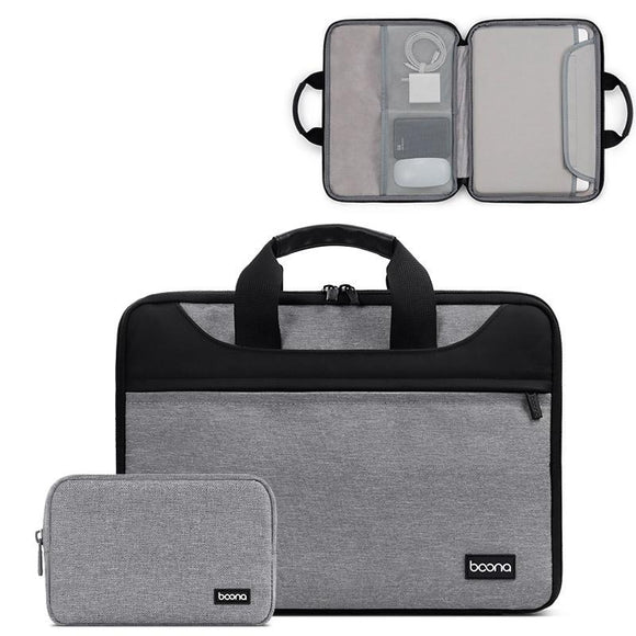NNEDSZ Waterproof Oxford Cloth Laptop Bag - 14 / 15 / 15.6 Inches Full Open - Gray + Power Bag