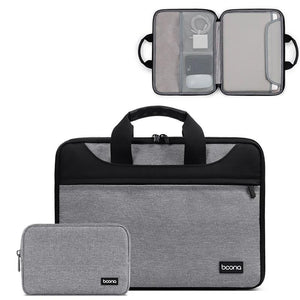 NNEDSZ Waterproof Oxford Cloth Laptop Bag - Full Open Portable 16 / 17 Inches - Gray + Power Bag