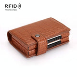 NNEDSZ Secure Dual Card Wallet With Rfid Blocking - Crocodile Pattern Black