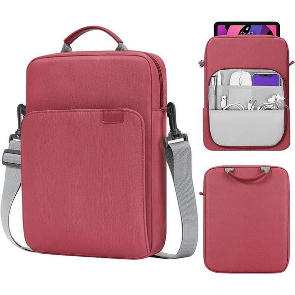 NNEDSZ 13 Inch Vertical Laptop Bag - Handheld Shoulder Crossbody - Wine Red
