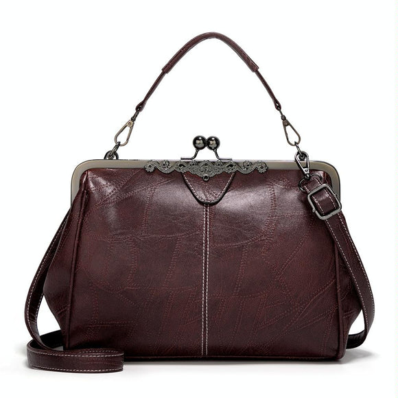 NNEDSZ Adjustable Leather Crossbody Bag With Vintage Buckle - Coffee