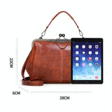 NNEDSZ Adjustable Leather Crossbody Bag With Vintage Buckle - Coffee