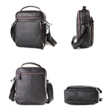 NNEDSZ Men Large Capacity One Shoulder Leather Messenger Bag - Litchi Texture Black